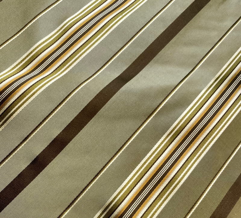 NEW Lady Grace Designer 100% Silk Fabric with Tone on Tone Olive Green & Gold Ribbon Stripes - Fancy Styles Fabric Pierre Frey Lee Jofa Brunschwig & Fils