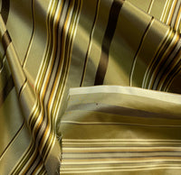 NEW Lady Grace Designer 100% Silk Fabric with Tone on Tone Olive Green & Gold Ribbon Stripes - Fancy Styles Fabric Pierre Frey Lee Jofa Brunschwig & Fils