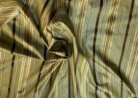 NEW Lady Grace Designer 100% Silk Fabric with Tone on Tone Olive Green & Gold Ribbon Stripes - Fancy Styles Fabric Pierre Frey Lee Jofa Brunschwig & Fils