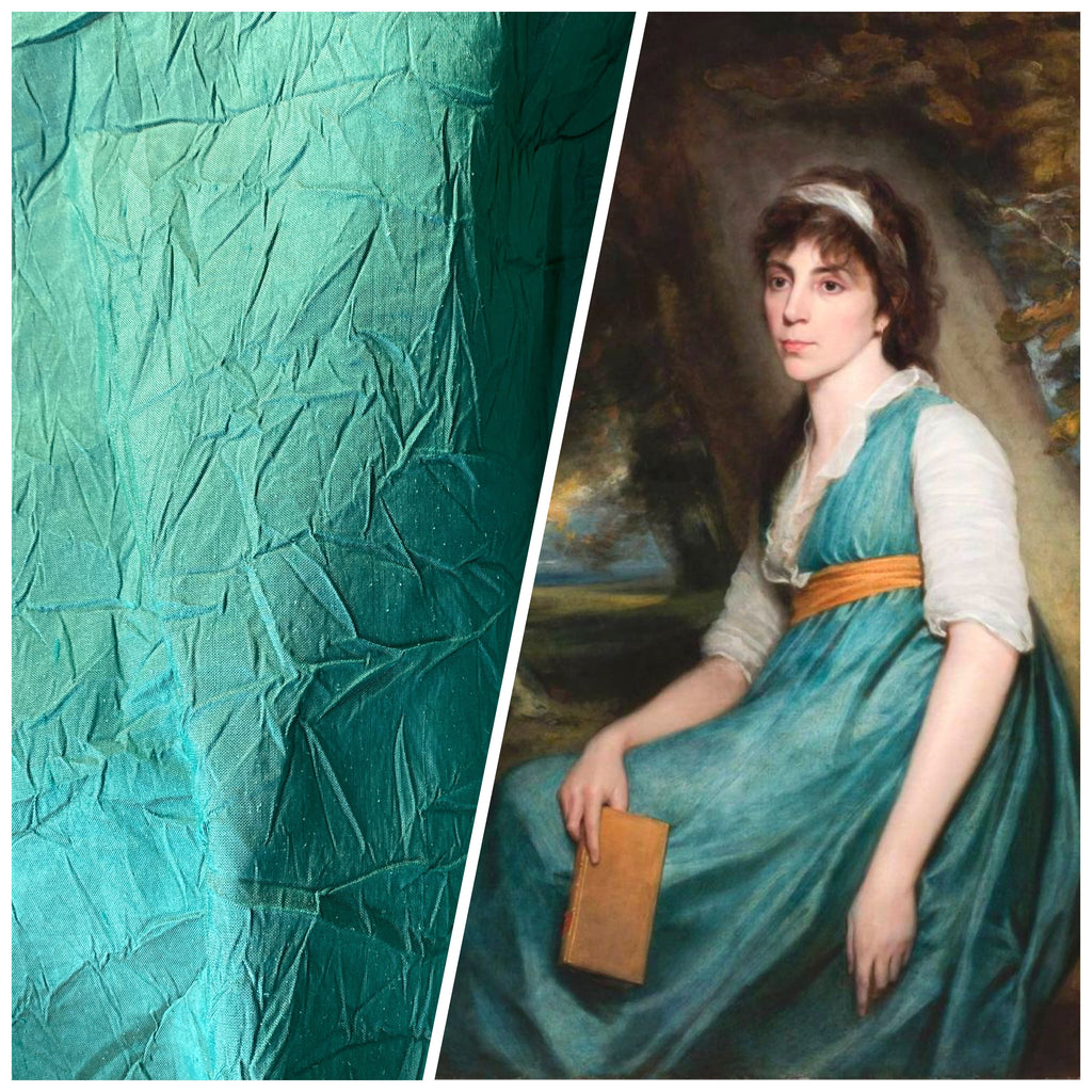 NEW Baroness Mavel Designer 100% Silk Crinkle Taffeta Fabric in Teal Blue - Fancy Styles Fabric Pierre Frey Lee Jofa Brunschwig & Fils