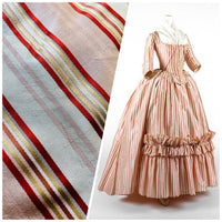 NEW Miss Charlotte Designer 100% Silk Dupioni Fabric with Red, Pink, Gold, & Copper Ribbon Stripes - Fancy Styles Fabric Pierre Frey Lee Jofa Brunschwig & Fils