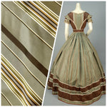 NEW Lady Grace Designer 100% Silk Fabric with Tone on Tone Olive Green & Gold Ribbon Stripes - Fancy Styles Fabric Pierre Frey Lee Jofa Brunschwig & Fils