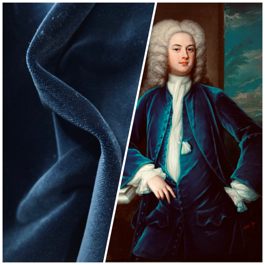 New Prince Oliver 100% Cotton made in Belgium Velvet Fabric in Midnight Blue - Fancy Styles Fabric Pierre Frey Lee Jofa Brunschwig & Fils