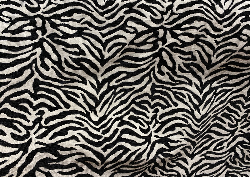 NEW Queen Claudia Designer Upholstery Heavyweight Burnout Zebra Chenille Fabric Black and White - Fancy Styles Fabric Pierre Frey Lee Jofa Brunschwig & Fils