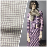 NEW Designer 100% Wool Houndstooth Fabric in Lavender and Cream - Fancy Styles Fabric Pierre Frey Lee Jofa Brunschwig & Fils