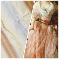 NEW Lady Skylar Designer 100% Silk Taffeta Fabric with Burnt Peach Yellow & Gray Blurry Stripes - Fancy Styles Fabric Pierre Frey Lee Jofa Brunschwig & Fils