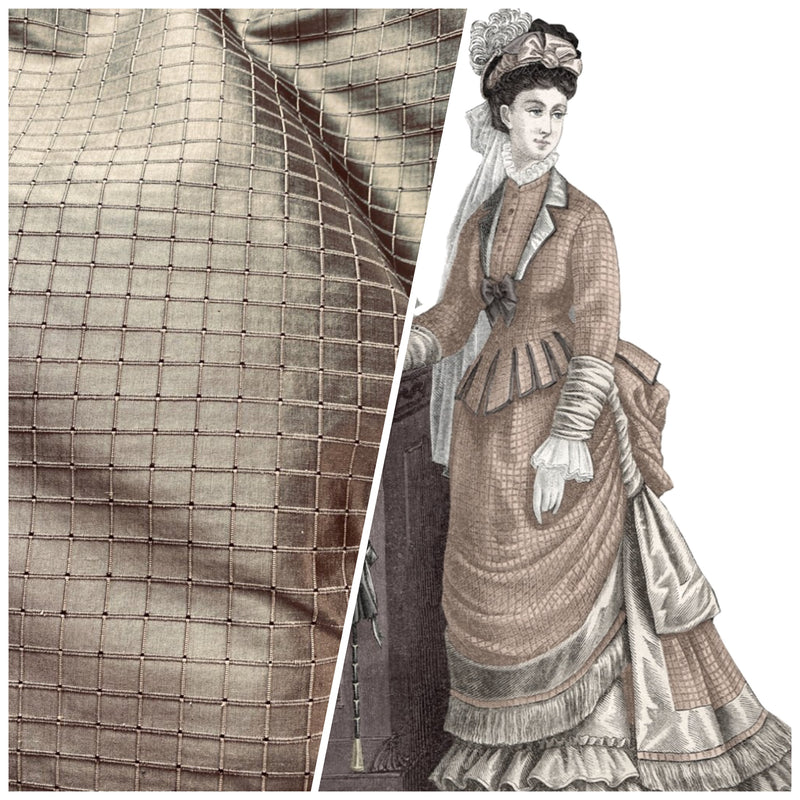 NEW Lady Victoria 100% Silk Dupioni Rectangle Motif in Pewter - Fancy Styles Fabric Pierre Frey Lee Jofa Brunschwig & Fils