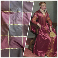 NEW Contessa Lucia 100% Silk Taffeta Plaid Tartan Berry and Gold Fabric - Fancy Styles Fabric Pierre Frey Lee Jofa Brunschwig & Fils