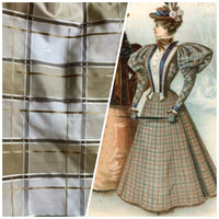 NEW Lady Beatrice 100% Silk Taffeta Plaid Tartan Satin Ribbon Striped Fabric in Gold and Cream - Fancy Styles Fabric Pierre Frey Lee Jofa Brunschwig & Fils