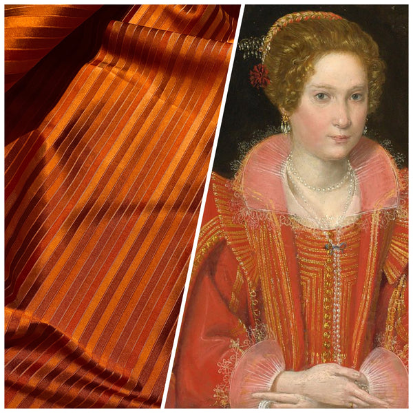 NEW Duchess Roxanne 100% Silk Taffeta Orange Red Rainbow Striped Fabric - Fancy Styles Fabric Pierre Frey Lee Jofa Brunschwig & Fils