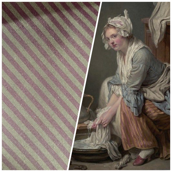 NEW Lady Bernadette 100% Silk Taffeta Fabric with Burgundy Red and Sage Green Stripes - Fancy Styles Fabric Pierre Frey Lee Jofa Brunschwig & Fils