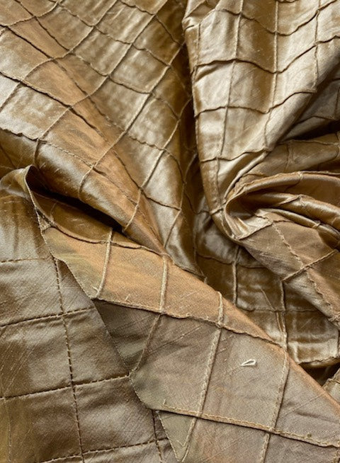 NEW Lady Morgan 100% Silk Dupioni Fabric with Pintucked Squares in Gold - Fancy Styles Fabric Pierre Frey Lee Jofa Brunschwig & Fils