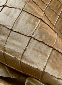 NEW Lady Morgan 100% Silk Dupioni Fabric with Pintucked Squares in Gold - Fancy Styles Fabric Pierre Frey Lee Jofa Brunschwig & Fils