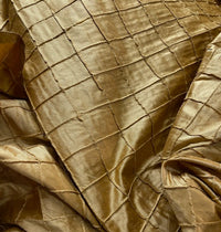 NEW Lady Morgan 100% Silk Dupioni Fabric with Pintucked Squares in Gold - Fancy Styles Fabric Pierre Frey Lee Jofa Brunschwig & Fils