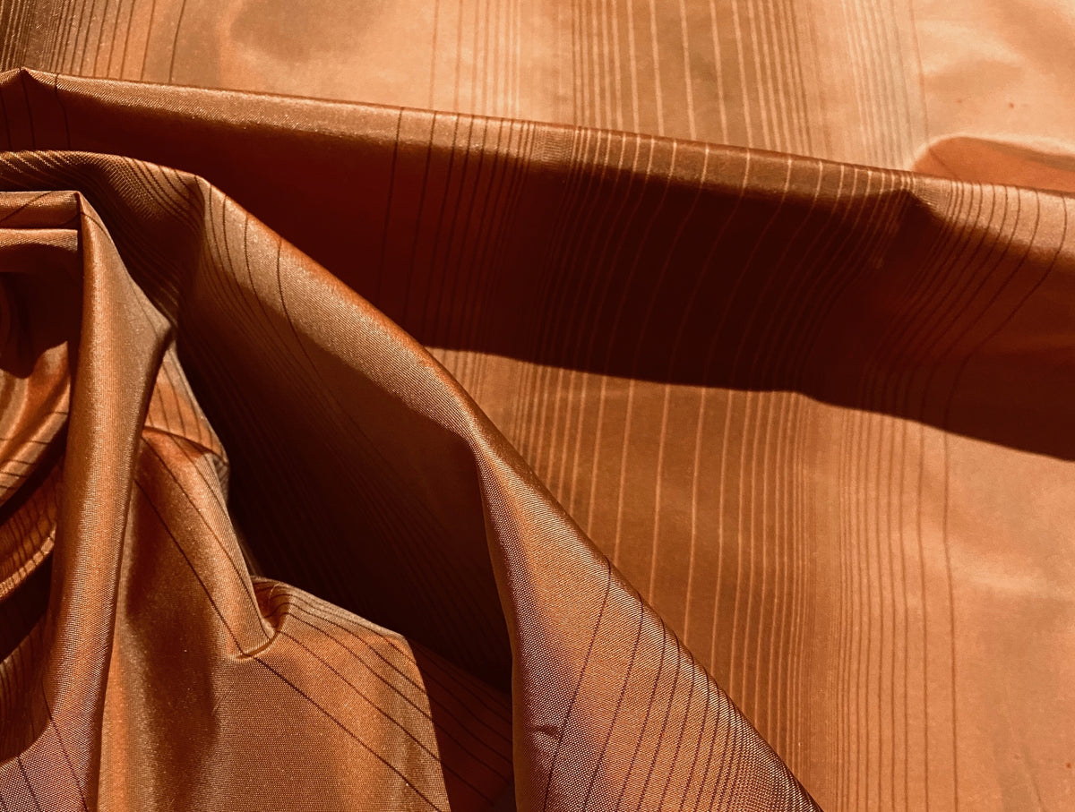 NEW Lady Eliza Burnt Orange Digital Stripes 100% Silk Taffeta Fabric - Fancy Styles Fabric Pierre Frey Lee Jofa Brunschwig & Fils