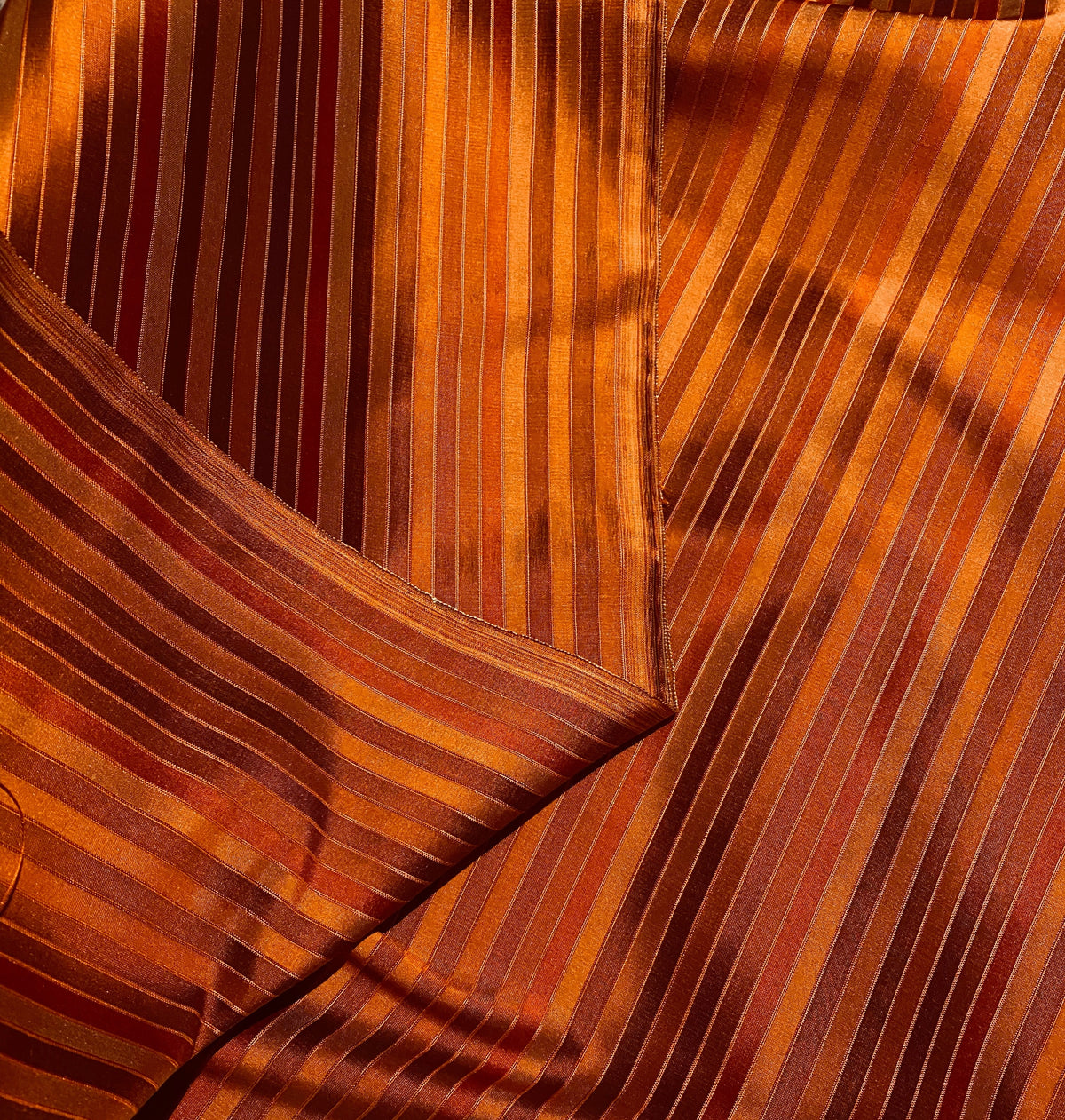 NEW Duchess Roxanne 100% Silk Taffeta Orange Red Rainbow Striped Fabric - Fancy Styles Fabric Pierre Frey Lee Jofa Brunschwig & Fils