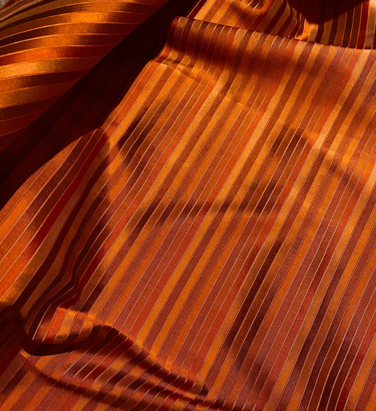 NEW Duchess Roxanne 100% Silk Taffeta Orange Red Rainbow Striped Fabric - Fancy Styles Fabric Pierre Frey Lee Jofa Brunschwig & Fils
