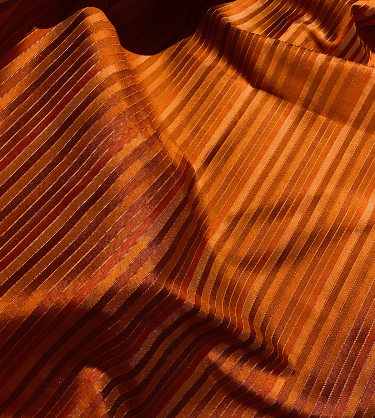 NEW Duchess Roxanne 100% Silk Taffeta Orange Red Rainbow Striped Fabric - Fancy Styles Fabric Pierre Frey Lee Jofa Brunschwig & Fils