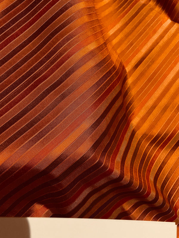 NEW Duchess Roxanne 100% Silk Taffeta Orange Red Rainbow Striped Fabric - Fancy Styles Fabric Pierre Frey Lee Jofa Brunschwig & Fils