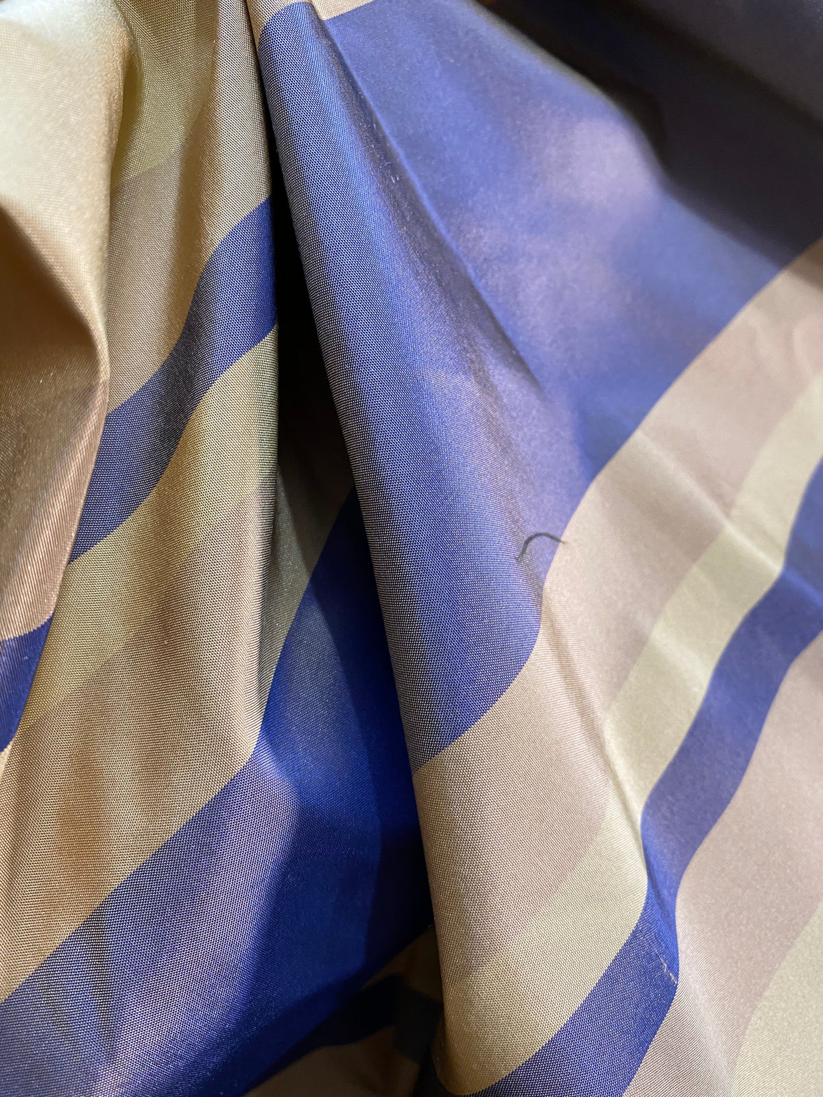 NEW Anabella's 100% Silk Taffeta Fabric with Periwinkle and Ecru Stripes - Fancy Styles Fabric Pierre Frey Lee Jofa Brunschwig & Fils