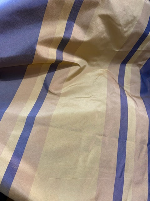 NEW Anabella's 100% Silk Taffeta Fabric with Periwinkle and Ecru Stripes - Fancy Styles Fabric Pierre Frey Lee Jofa Brunschwig & Fils
