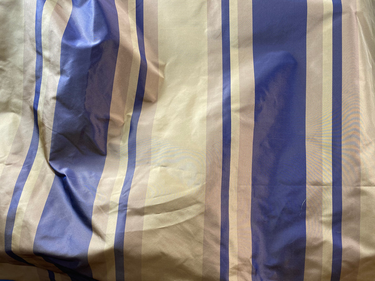 NEW Anabella's 100% Silk Taffeta Fabric with Periwinkle and Ecru Stripes - Fancy Styles Fabric Pierre Frey Lee Jofa Brunschwig & Fils