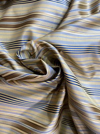 NEW Sir Thomas 100% Silk Taffeta Fabric with Pastel Blue, Cream, and Navy Stripes - Fancy Styles Fabric Pierre Frey Lee Jofa Brunschwig & Fils