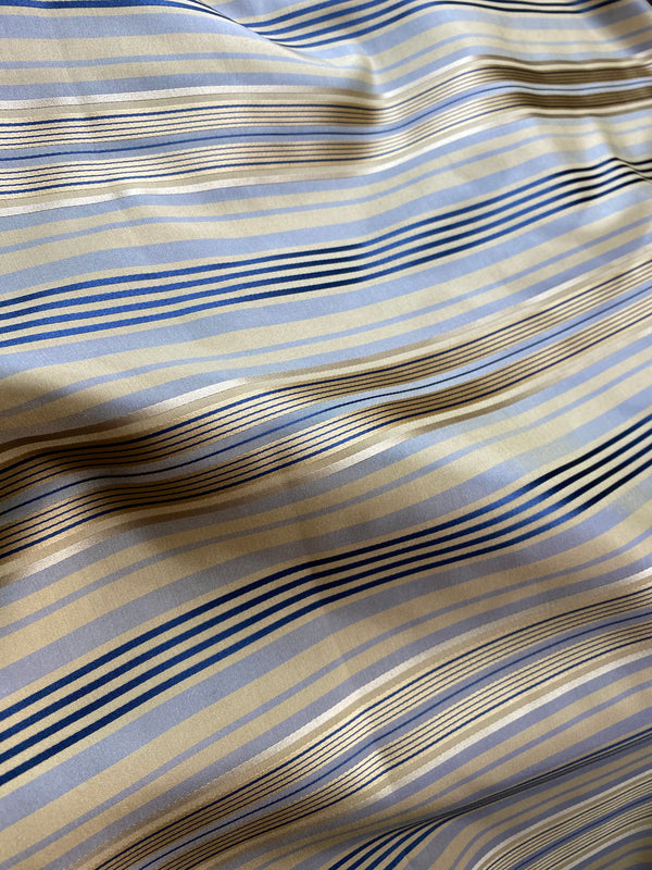 NEW Sir Thomas 100% Silk Taffeta Fabric with Pastel Blue, Cream, and Navy Stripes - Fancy Styles Fabric Pierre Frey Lee Jofa Brunschwig & Fils