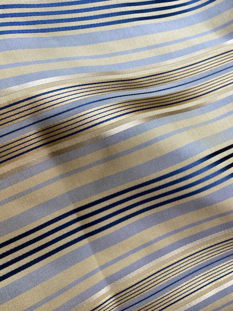 NEW Sir Thomas 100% Silk Taffeta Fabric with Pastel Blue, Cream, and Navy Stripes - Fancy Styles Fabric Pierre Frey Lee Jofa Brunschwig & Fils