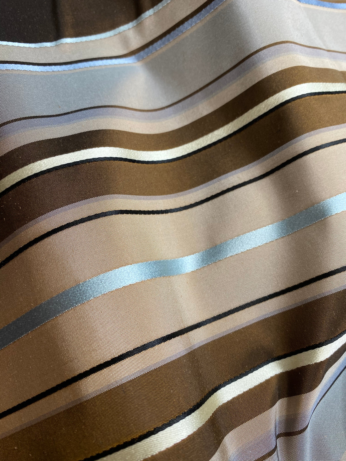 NEW Prince Francis 100% Silk Taffeta Fabric with Brown and Turquoise Blue Stripes - Fancy Styles Fabric Pierre Frey Lee Jofa Brunschwig & Fils