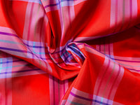NEW Lady Alexandra 100% Silk Taffeta Red and Purple Plaid Tartan Fabric - Fancy Styles Fabric Pierre Frey Lee Jofa Brunschwig & Fils