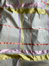NEW Duchess Philippa 100% Silk Taffeta Plaid Tartan with Satin Ribbon Stripes in Light Blue, Lavender, Salmon, and Pink - Fancy Styles Fabric Pierre Frey Lee Jofa Brunschwig & Fils