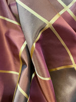 NEW Contessa Lucia 100% Silk Taffeta Plaid Tartan Berry and Gold Fabric - Fancy Styles Fabric Pierre Frey Lee Jofa Brunschwig & Fils