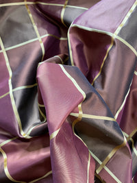 NEW Contessa Lucia 100% Silk Taffeta Plaid Tartan Berry and Gold Fabric - Fancy Styles Fabric Pierre Frey Lee Jofa Brunschwig & Fils