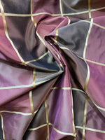 NEW Contessa Lucia 100% Silk Taffeta Plaid Tartan Berry and Gold Fabric - Fancy Styles Fabric Pierre Frey Lee Jofa Brunschwig & Fils