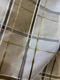 NEW Lady Beatrice 100% Silk Taffeta Plaid Tartan Satin Ribbon Striped Fabric in Gold and Cream - Fancy Styles Fabric Pierre Frey Lee Jofa Brunschwig & Fils