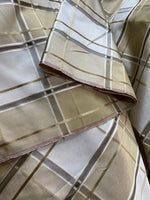 NEW Lady Beatrice 100% Silk Taffeta Plaid Tartan Satin Ribbon Striped Fabric in Gold and Cream - Fancy Styles Fabric Pierre Frey Lee Jofa Brunschwig & Fils