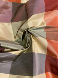 New Lady Emma 100% Silk Taffeta Plaid Tartan Check Autumn Rainbow Fabric - Fancy Styles Fabric Pierre Frey Lee Jofa Brunschwig & Fils