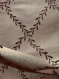 NEW Queen Mary 100% Silk Dupioni Fabric with Diamond Leaf Motif in Pewter - Fancy Styles Fabric Pierre Frey Lee Jofa Brunschwig & Fils