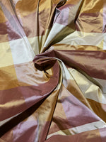 NEW Lady Melissa 100% Silk Taffeta Checkered Plaid Fabric in Dark Red, Cream, and Yellow - Fancy Styles Fabric Pierre Frey Lee Jofa Brunschwig & Fils