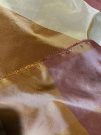 NEW Lady Melissa 100% Silk Taffeta Checkered Plaid Fabric in Dark Red, Cream, and Yellow - Fancy Styles Fabric Pierre Frey Lee Jofa Brunschwig & Fils