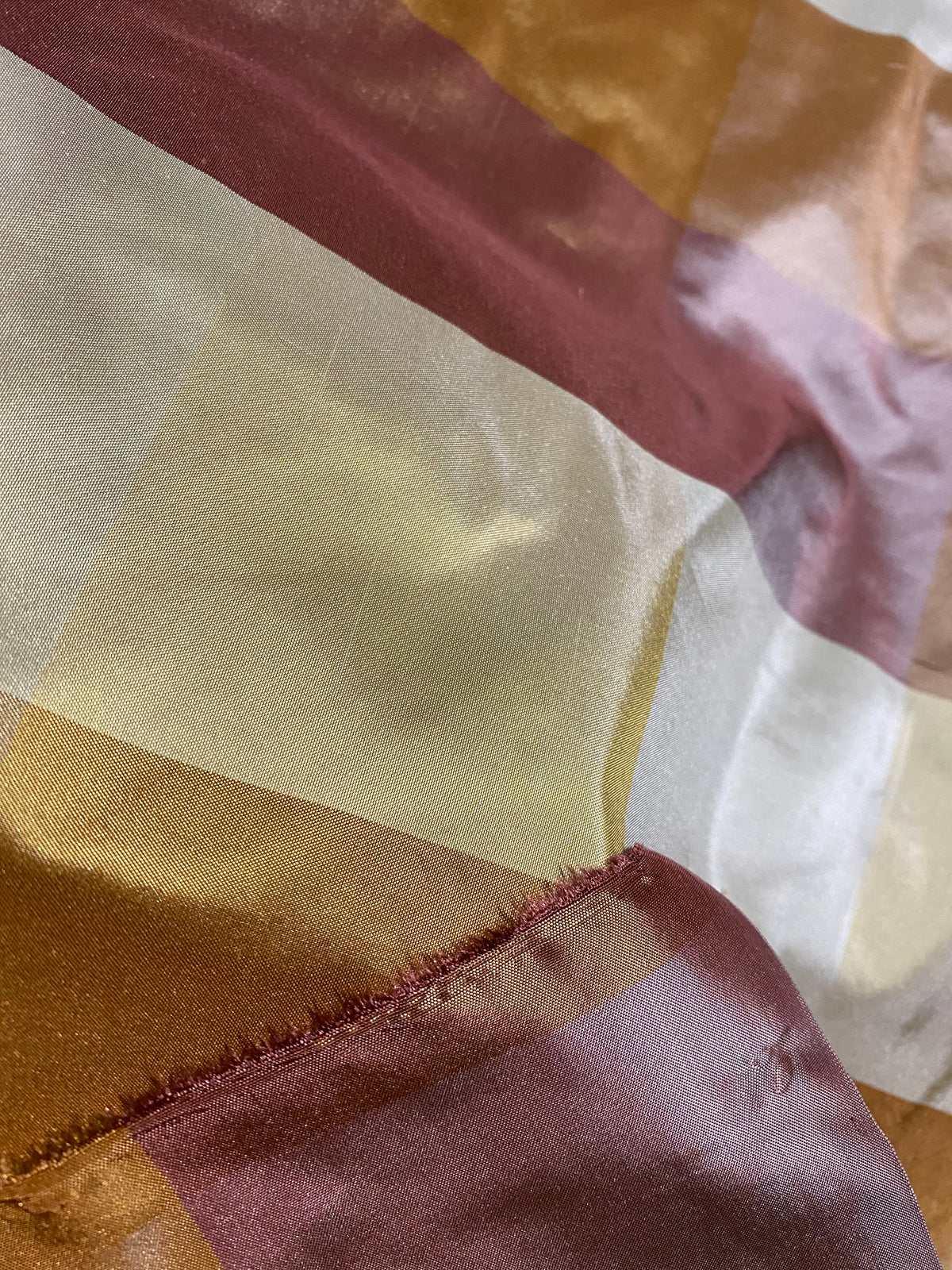 NEW Lady Melissa 100% Silk Taffeta Checkered Plaid Fabric in Dark Red, Cream, and Yellow - Fancy Styles Fabric Pierre Frey Lee Jofa Brunschwig & Fils