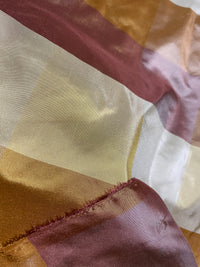 NEW Lady Melissa 100% Silk Taffeta Checkered Plaid Fabric in Dark Red, Cream, and Yellow - Fancy Styles Fabric Pierre Frey Lee Jofa Brunschwig & Fils