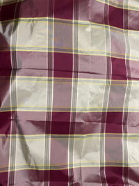 NEW Miss Dorothy 100% Silk Taffeta Plaid Tartan Fabric in White Cream and Burgundy Red - Fancy Styles Fabric Pierre Frey Lee Jofa Brunschwig & Fils