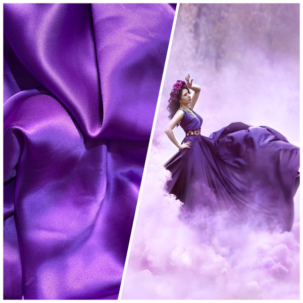 NEW Lady Bella 100% Silk Charmeuse Fabric in Purple - Fancy Styles Fabric Pierre Frey Lee Jofa Brunschwig & Fils