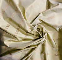 NEW! Lady Amalie 100% Silk Taffeta Fabric - Light Dusty Pistachio Green with Gold Dot Stripes - Fancy Styles Fabric Pierre Frey Lee Jofa Brunschwig & Fils