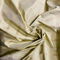 NEW! Lady Amalie 100% Silk Taffeta Fabric - Light Dusty Pistachio Green with Gold Dot Stripes - Fancy Styles Fabric Pierre Frey Lee Jofa Brunschwig & Fils