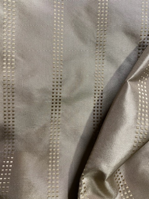 NEW! Lady Amalie 100% Silk Taffeta Fabric - Taupe Gray with Gold Dot Stripes - Fancy Styles Fabric Pierre Frey Lee Jofa Brunschwig & Fils
