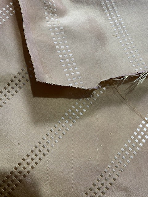 NEW! Lady Amalie 100% Silk Taffeta Fabric - Taupe Gray with Gold Dot Stripes - Fancy Styles Fabric Pierre Frey Lee Jofa Brunschwig & Fils