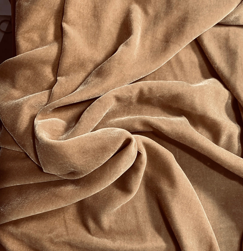 NEW Baron Rochester Designer Runway Silk Rayon Velvet in Camel - Fancy Styles Fabric Pierre Frey Lee Jofa Brunschwig & Fils
